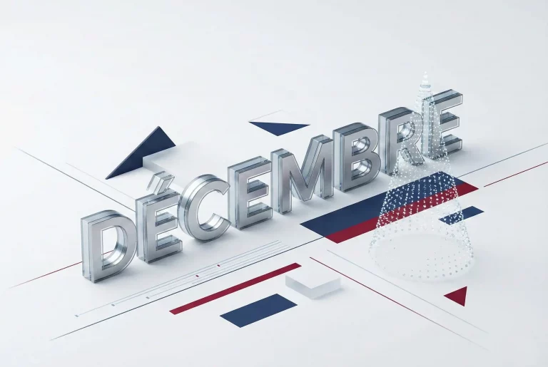 Illustration abstraite représentant le mois de décembre, utilisée comme visuel d’introduction pour un article sur les risques cyber de fin d’année.