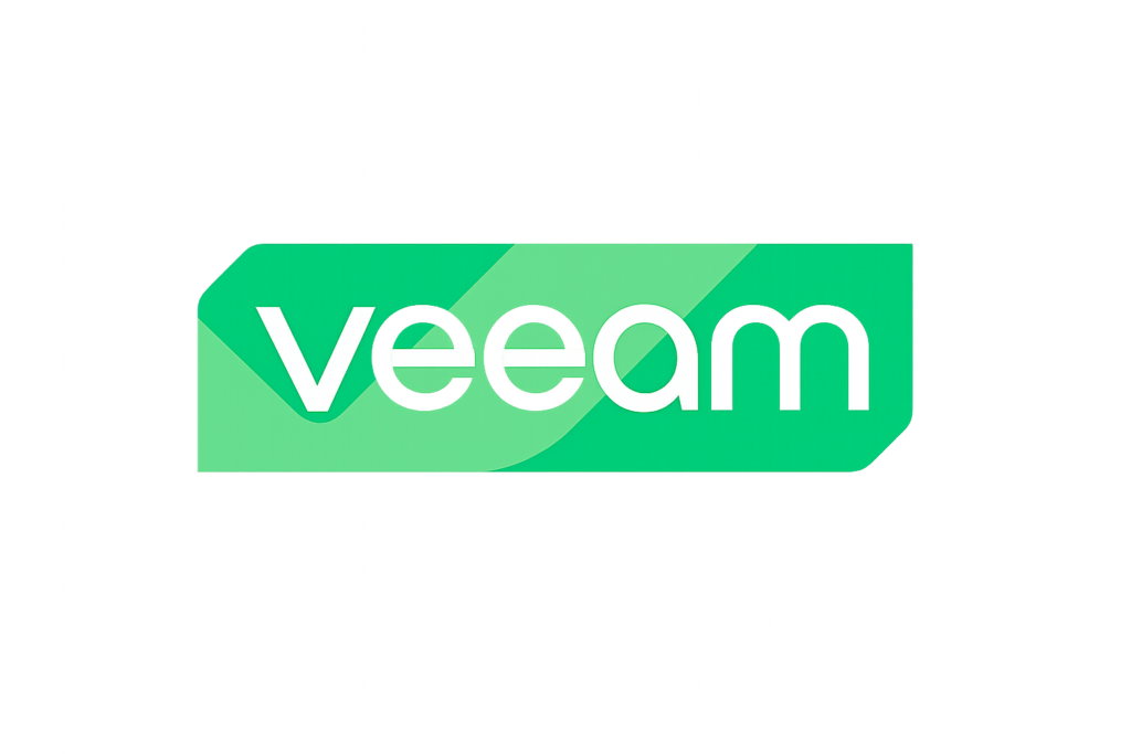 Le logo Veeam : un bouclier vert lumineux avec le mot "VEEAM" inscrit en blanc, sur un fond bleu clair épuré, symbolisant la protection des données.