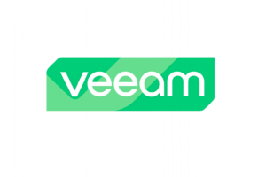 Le logo Veeam : un bouclier vert lumineux avec le mot "VEEAM" inscrit en blanc, sur un fond bleu clair épuré, symbolisant la protection des données.