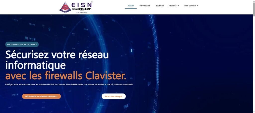 Page d’accueil de la boutique Clavister d’EISN, pare-feu NetWall de nouvelle génération