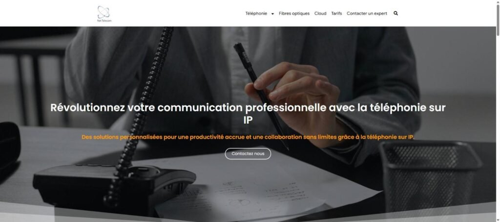 Page d’accueil de Net Telecom, téléphonie IP et fibre optique pour entreprises